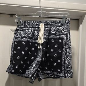SHEIN Black Paisley Athletic Shorts